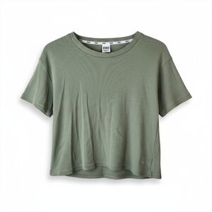 VS PINK Ribbed Short Sleeve Boxy T-Shirt | Women's Small Green